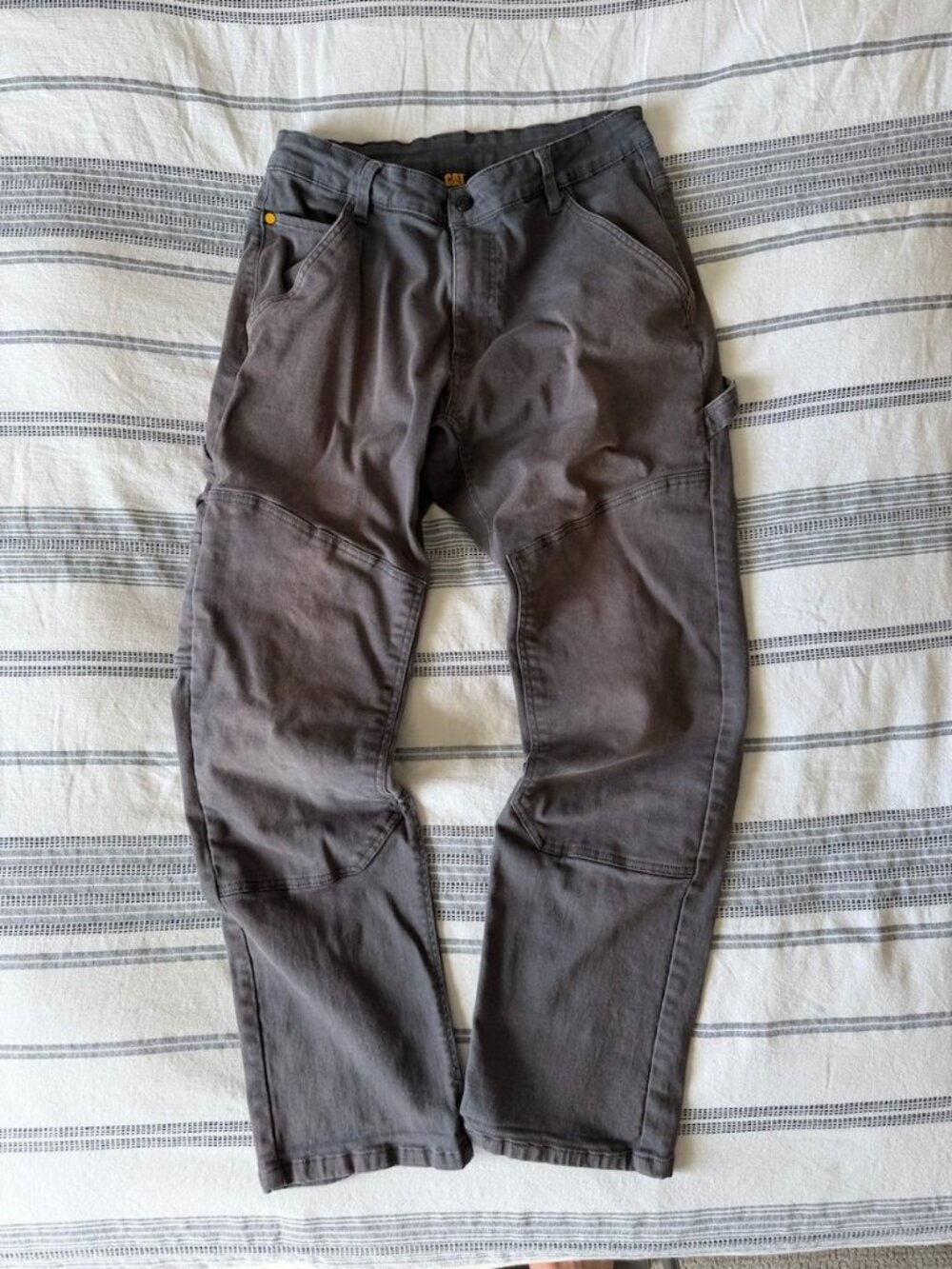 CAT Caterpillar Gray Canvas Work Pants Utility Carpenter 32x32